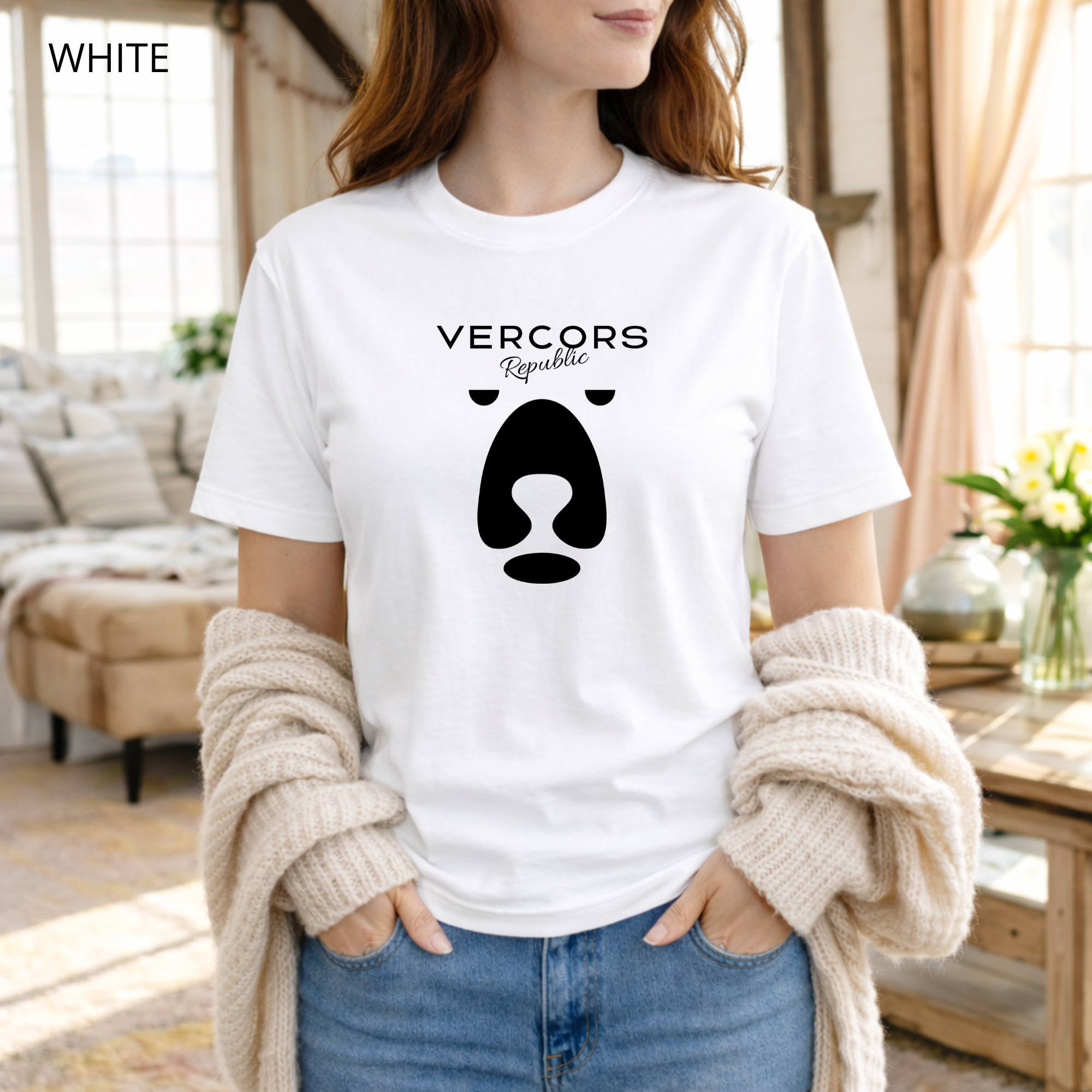T-shirt unisexe en coton biologique  - Ours Moyen  Noir