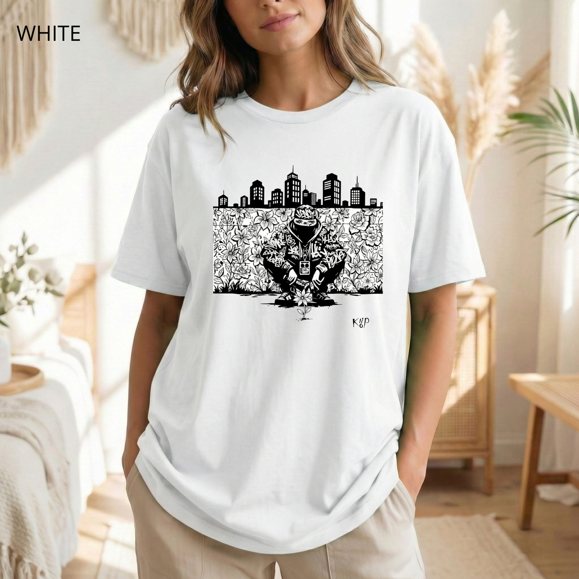 T-shirt classique unisexe - KNOP - Tagueur devant une Fleur