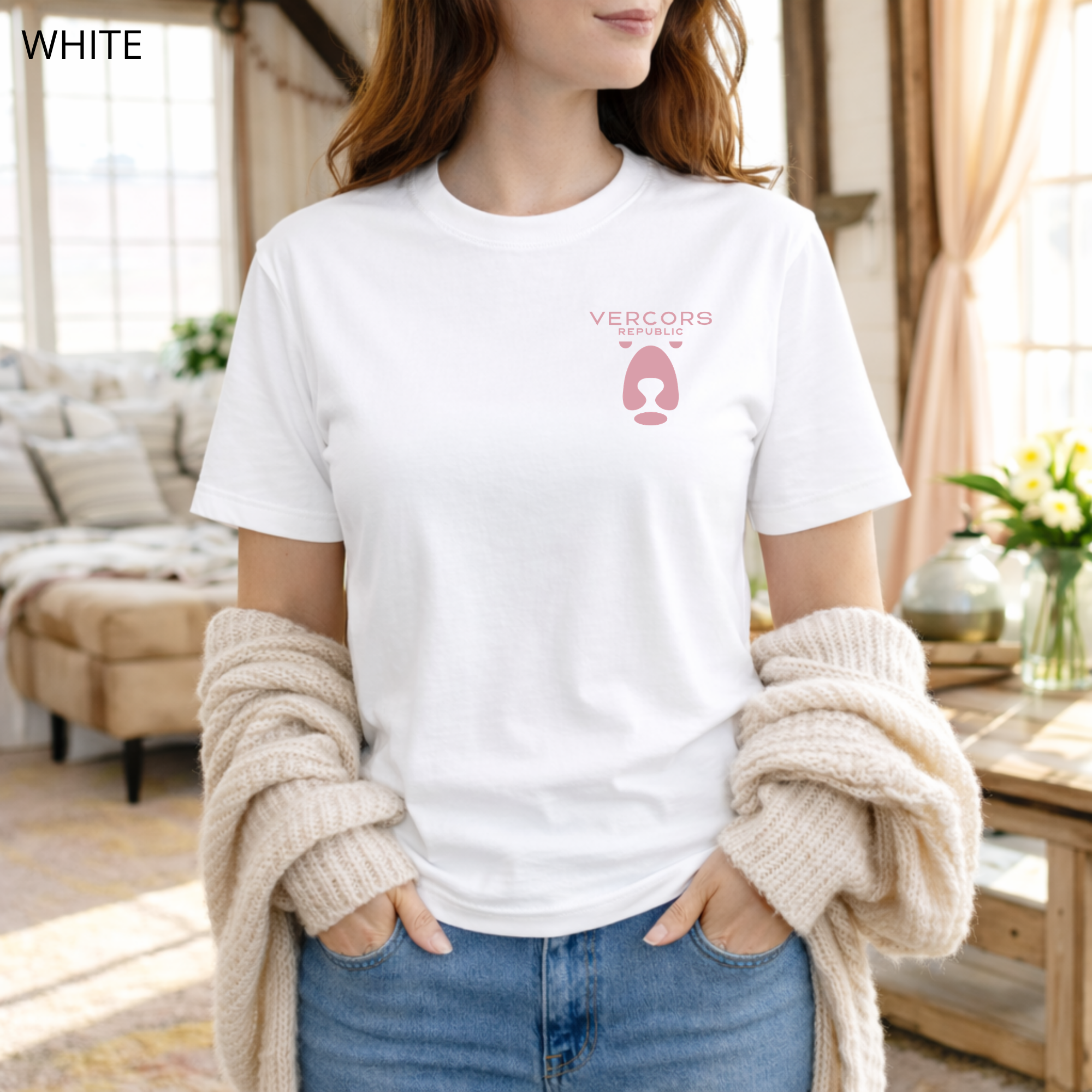 T-shirt unisexe en coton biologique - Logo Ours Rose