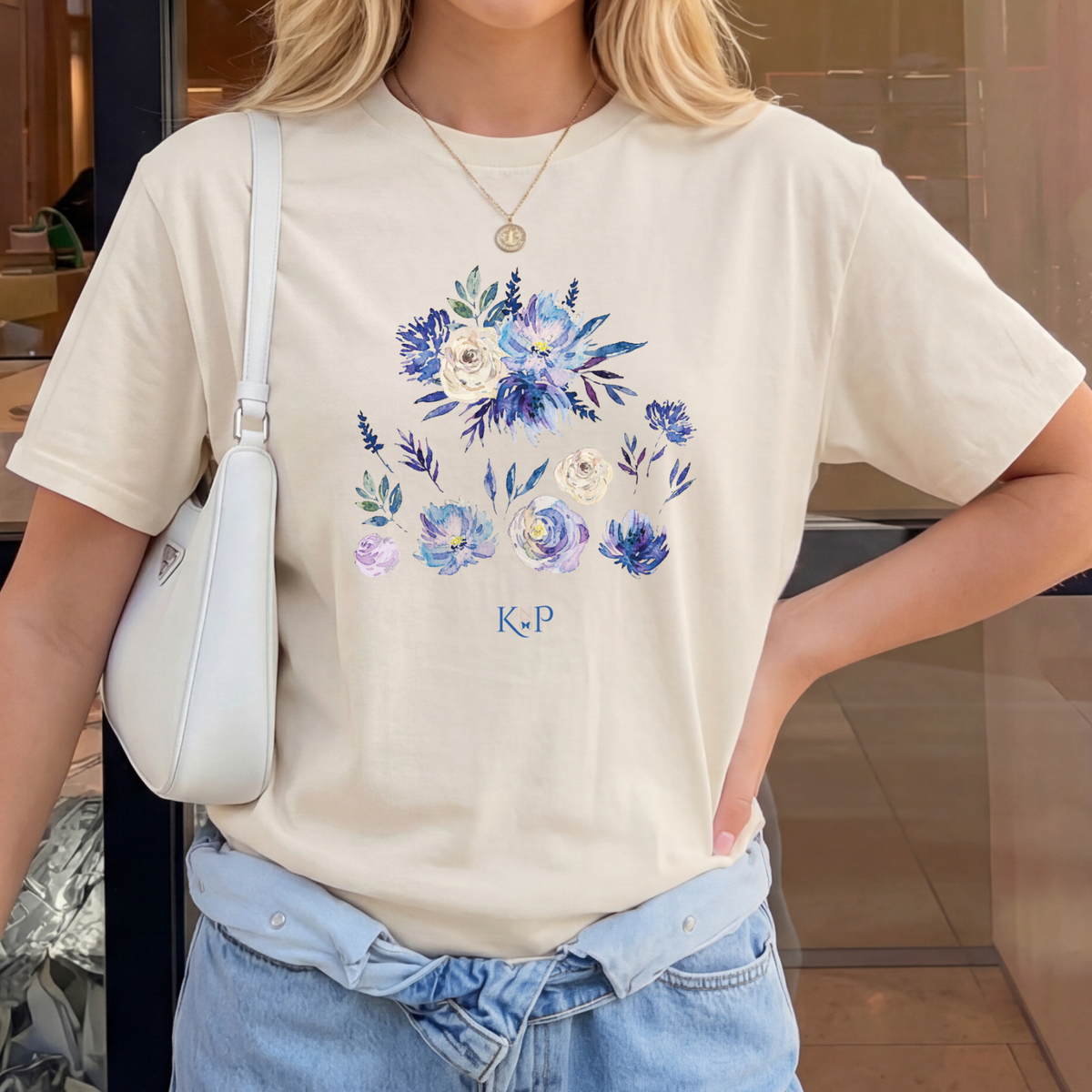 T-Shirt Classique Unisexe - KNOP - Fleurs Bleues