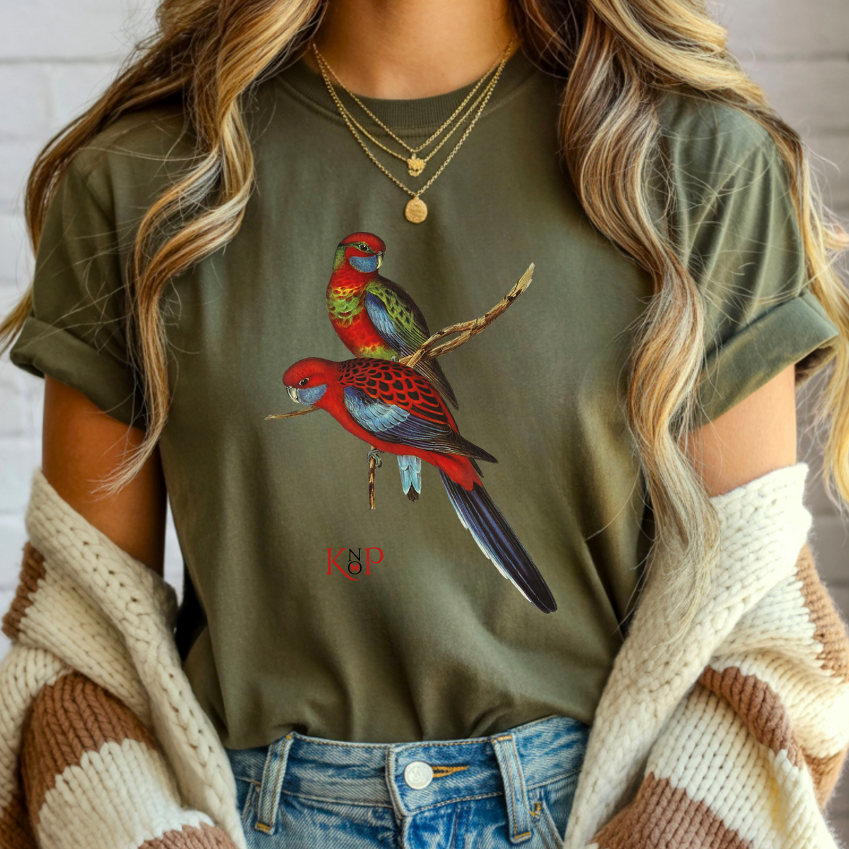 T-Shirt Classique Unisexe - KNOP - 2 Perroquets Rouges