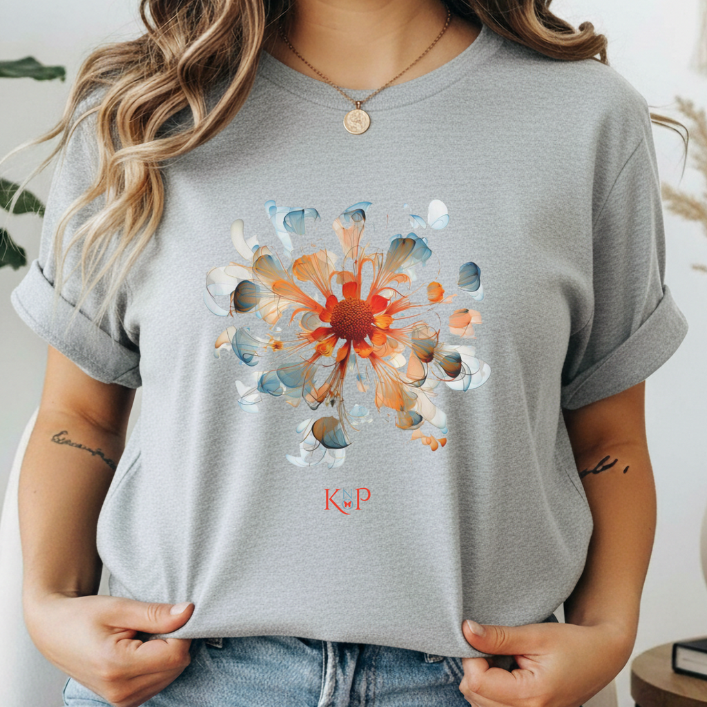 T-Shirt Classique Unisexe - KNOP - Fleur Pastel Bleue et Rouge