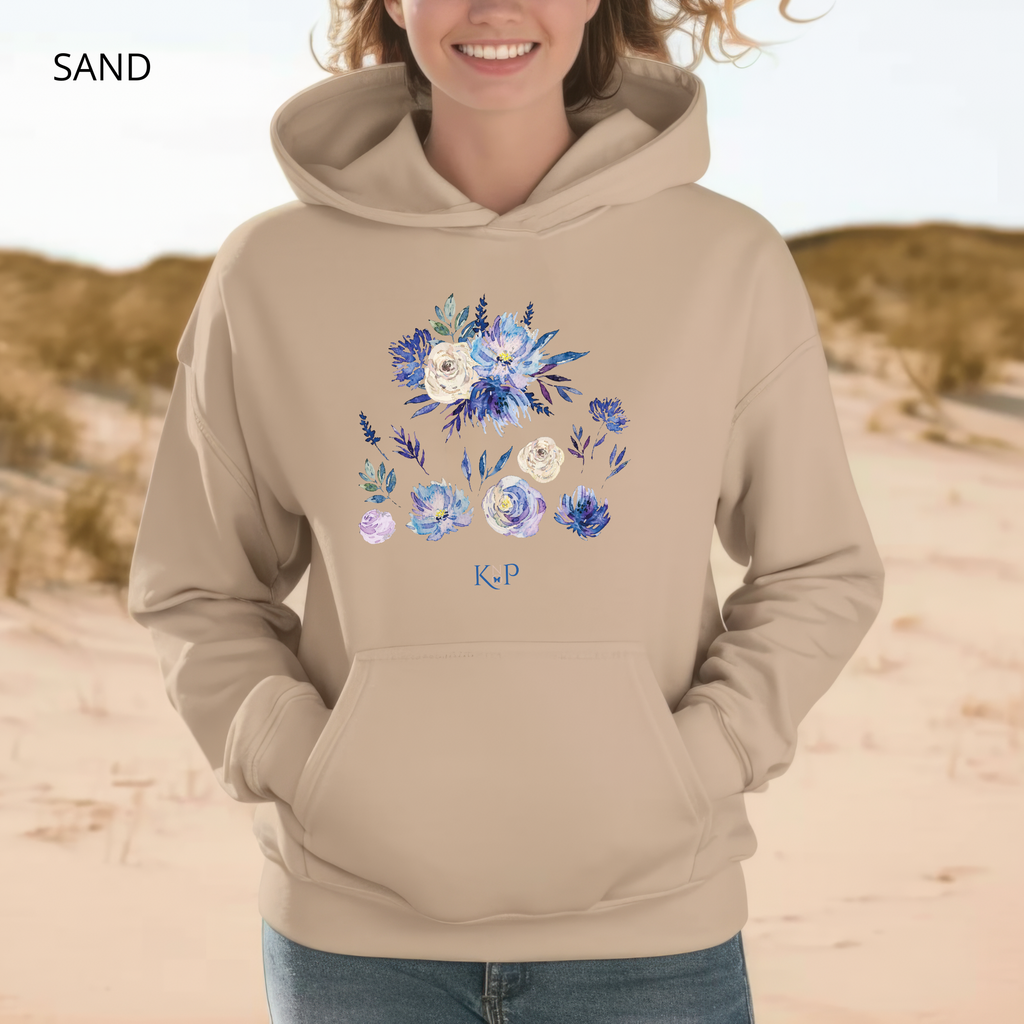 Sweat à capuche - KNOP - Fleurs Bleues