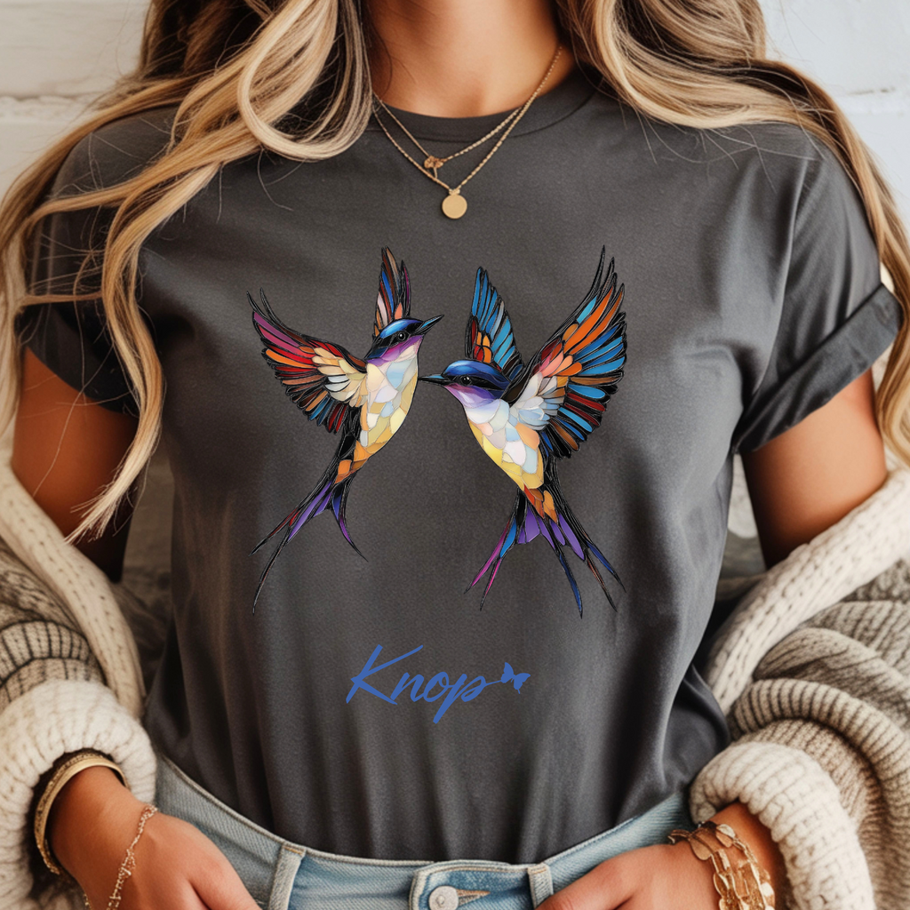 T-Shirt Classique Unisexe - KNOP - 2 Oiseaux Multicolores