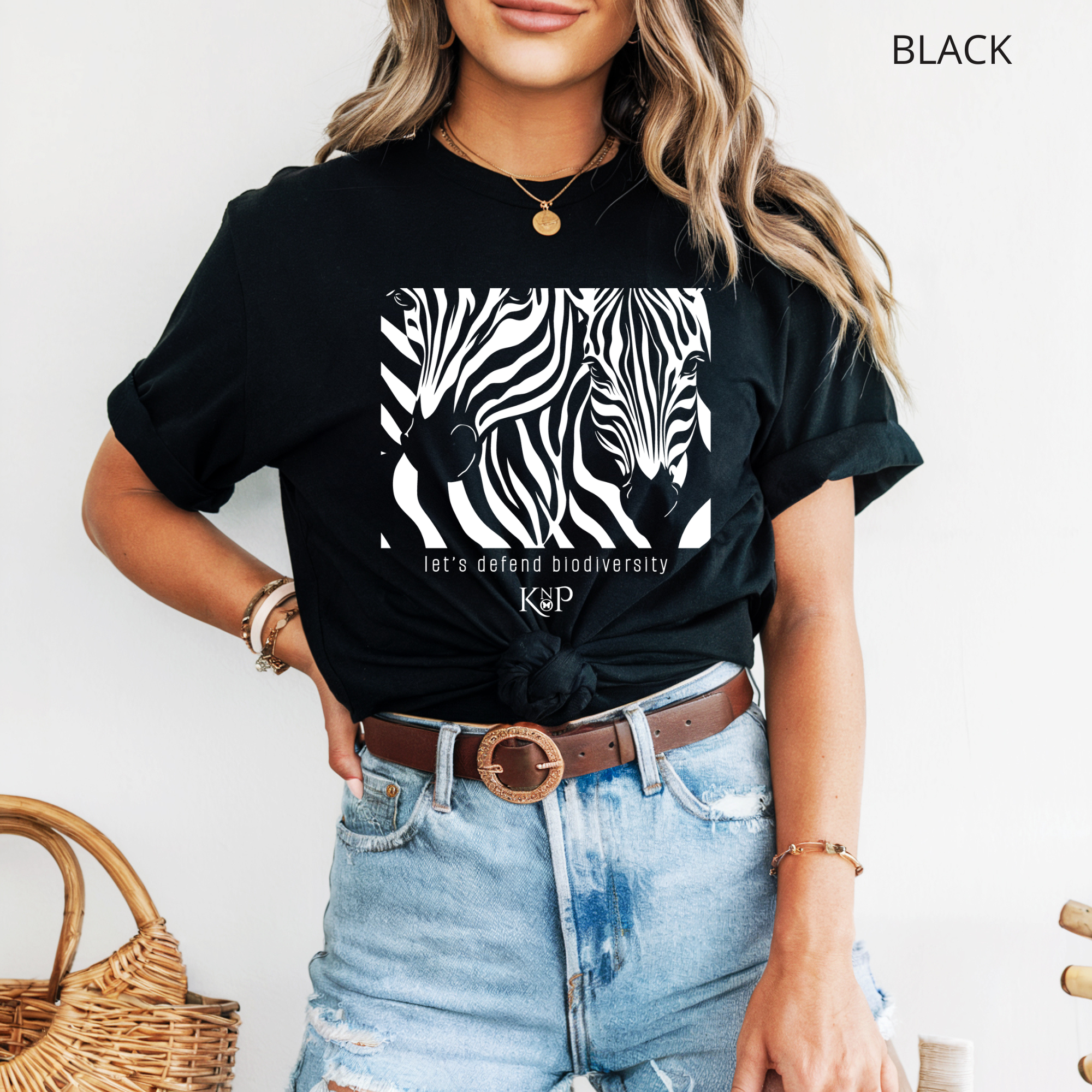 T-shirt classique unisexe - KNOP - 2 Zèbres sur Fond Noir