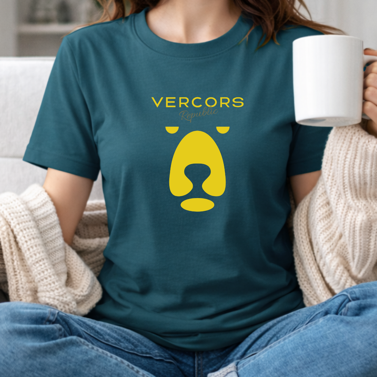 T-Shirt Unisexe en Coton Biologique - Ours Moyen Jaune Or