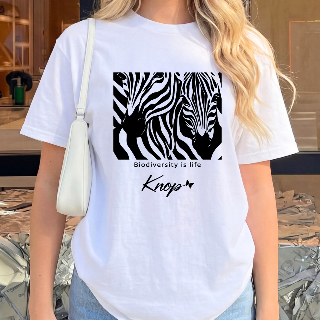 T-Shirt Classique Unisexe - KNOP - 2 Zèbres sur Fond Blanc