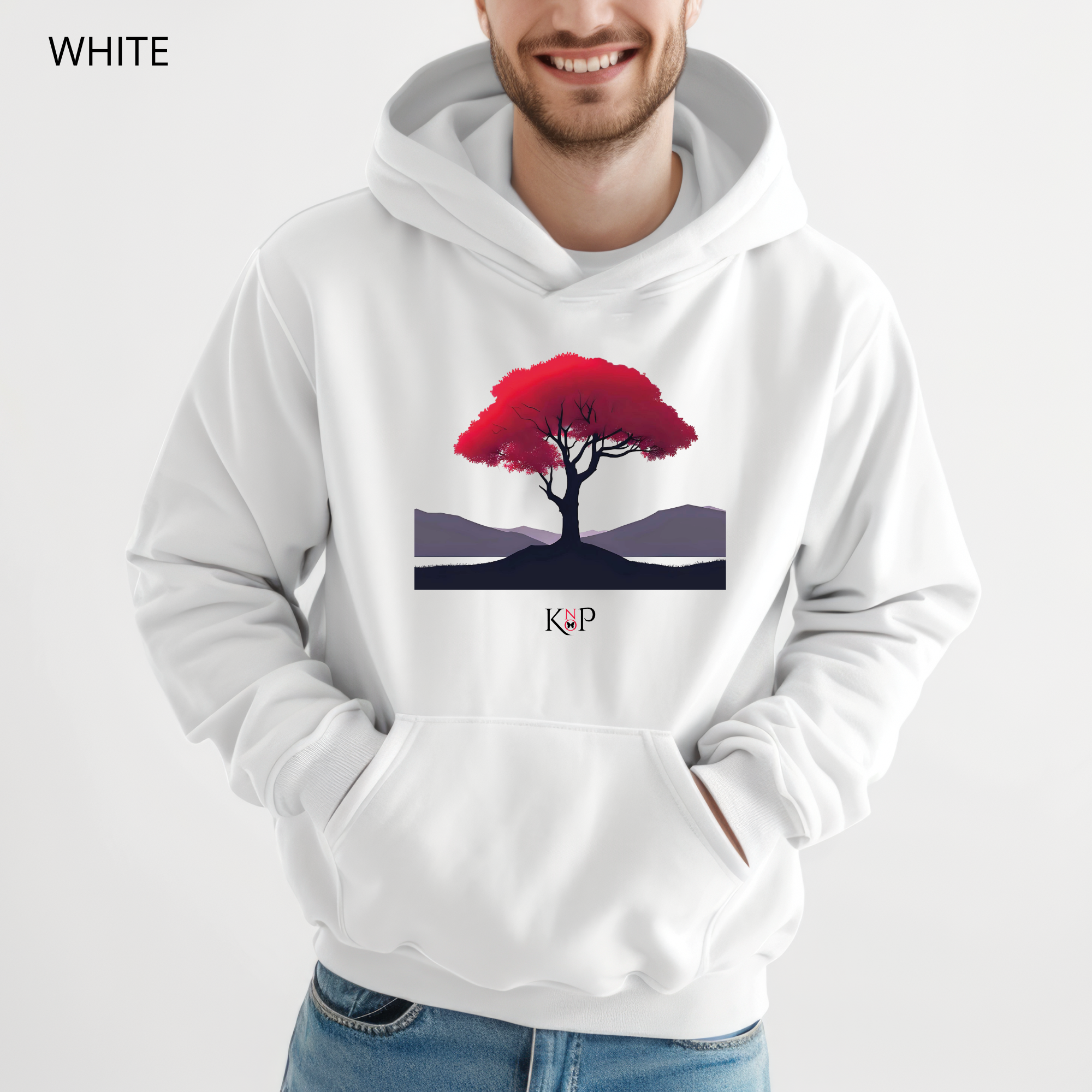 Sweat à capuche - KNOP - Arbre Rouge et Noir