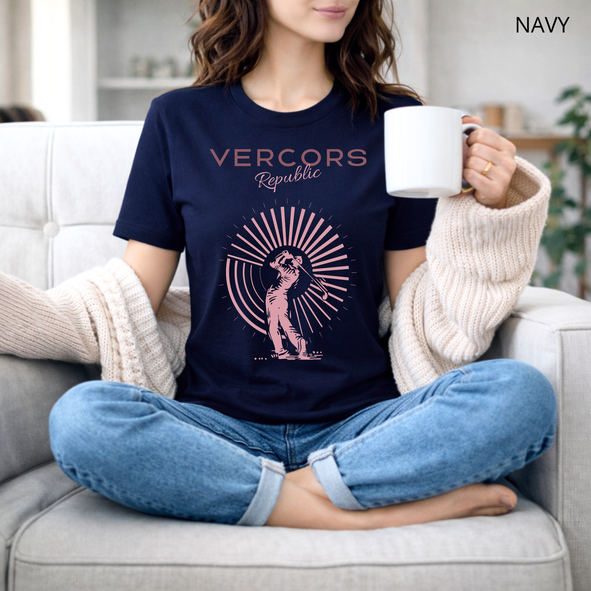 T-shirt unisexe en coton biologique - Golfeur Rose
