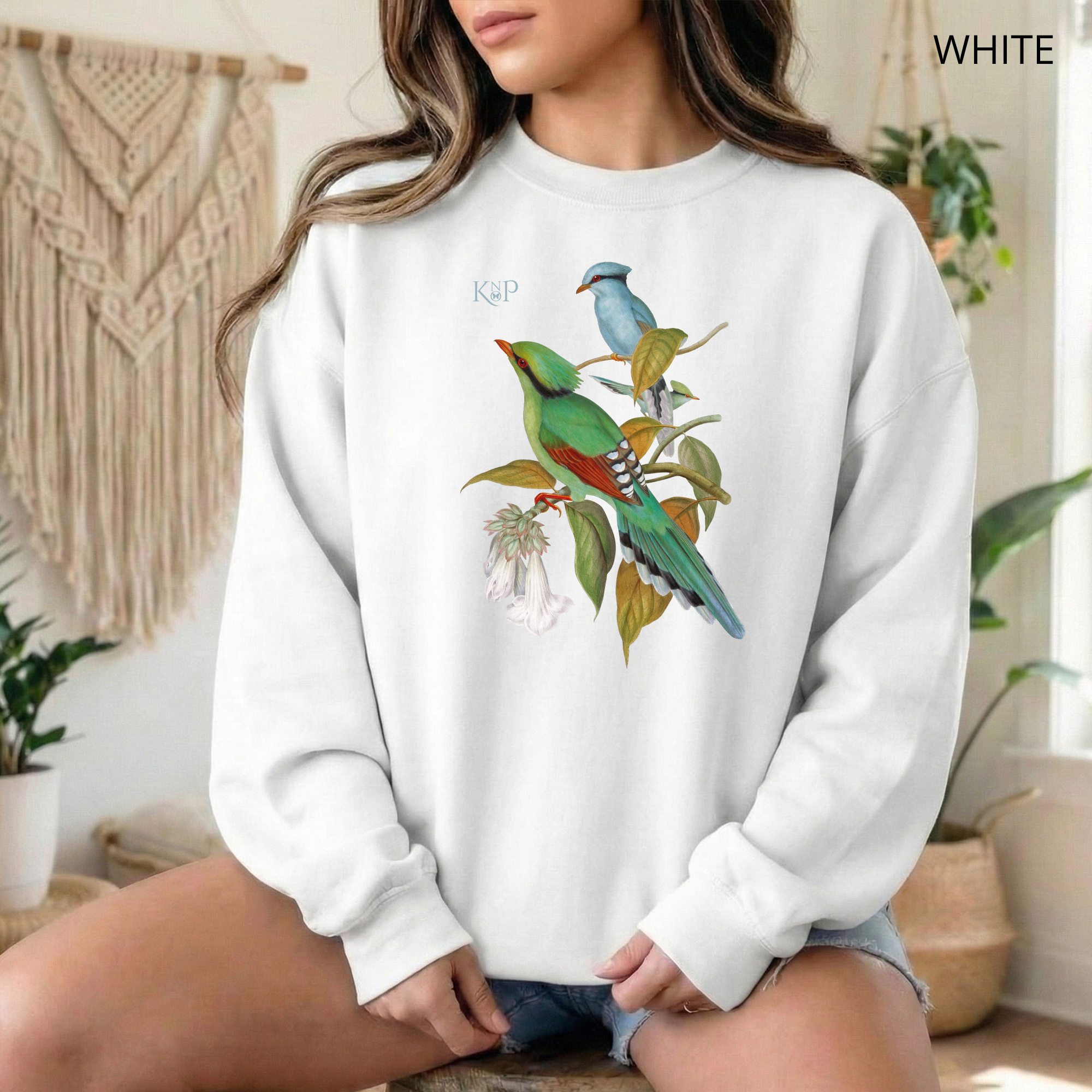 Sweat Unisexe à Col Rond - KNOP - 2 Oiseaux Verts Green Cissa