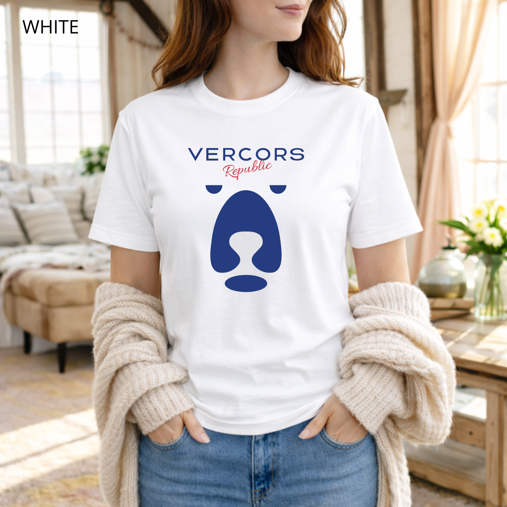 T-shirt unisexe en coton biologique - Ours Large Bleu Marine