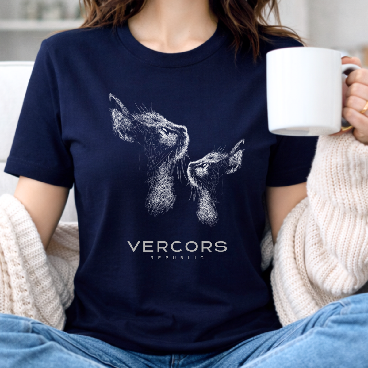 T-Shirt Unisexe en Coton Biologique -  Profil de 2 Chats