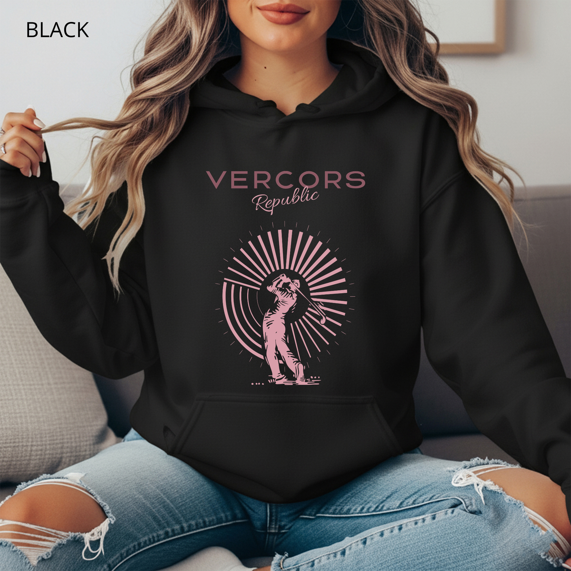 Sweat à Capuche - Golfeur Rose