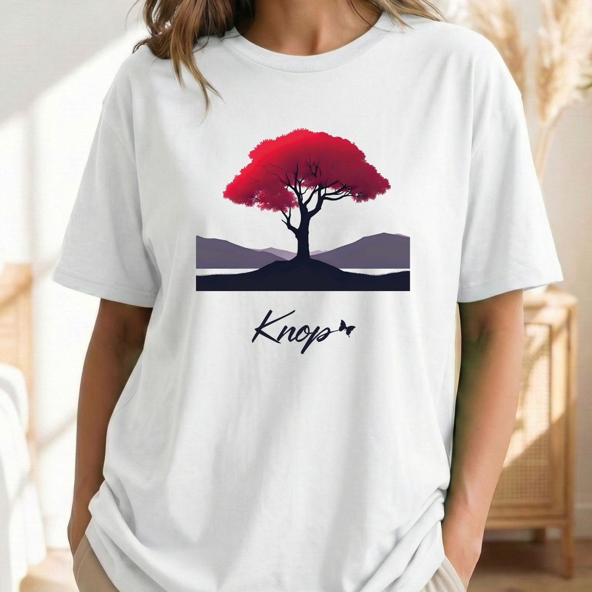 T-Shirt Classique Unisexe - KNOP - Arbre Rouge et Noir