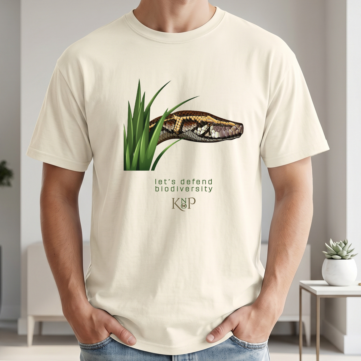 T-Shirt Classique Unisexe - KNOP - Serpent dans une Touffe d'Herbe