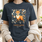 T-Shirt Unisexe en Coton Biologique - Renard Entouré de Fleurs