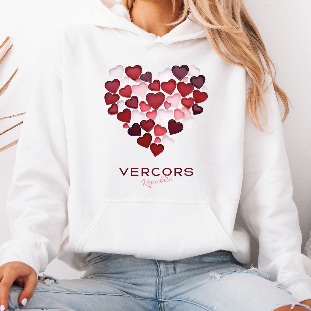 Sweat à Capuche - Cœurs Roses et Rouges