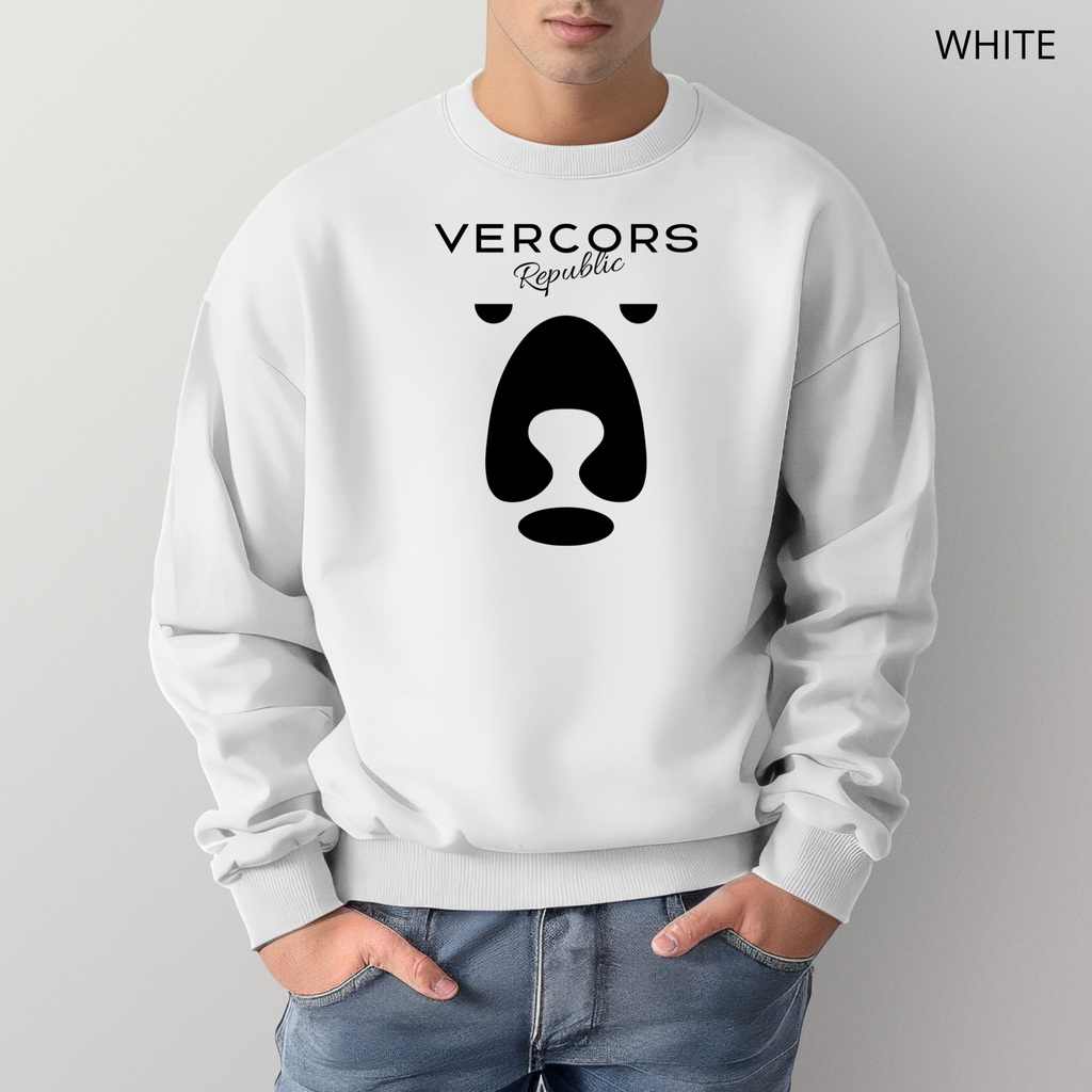 Unisex Oversized Bear Crewneck Sweatshirt - Black