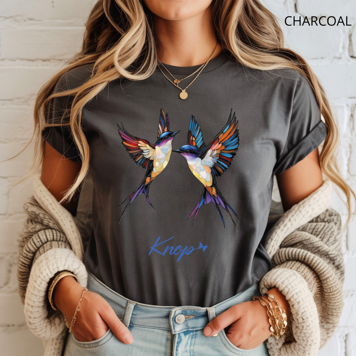 T-Shirt Classique Unisexe - KNOP - 2 Oiseaux Multicolores