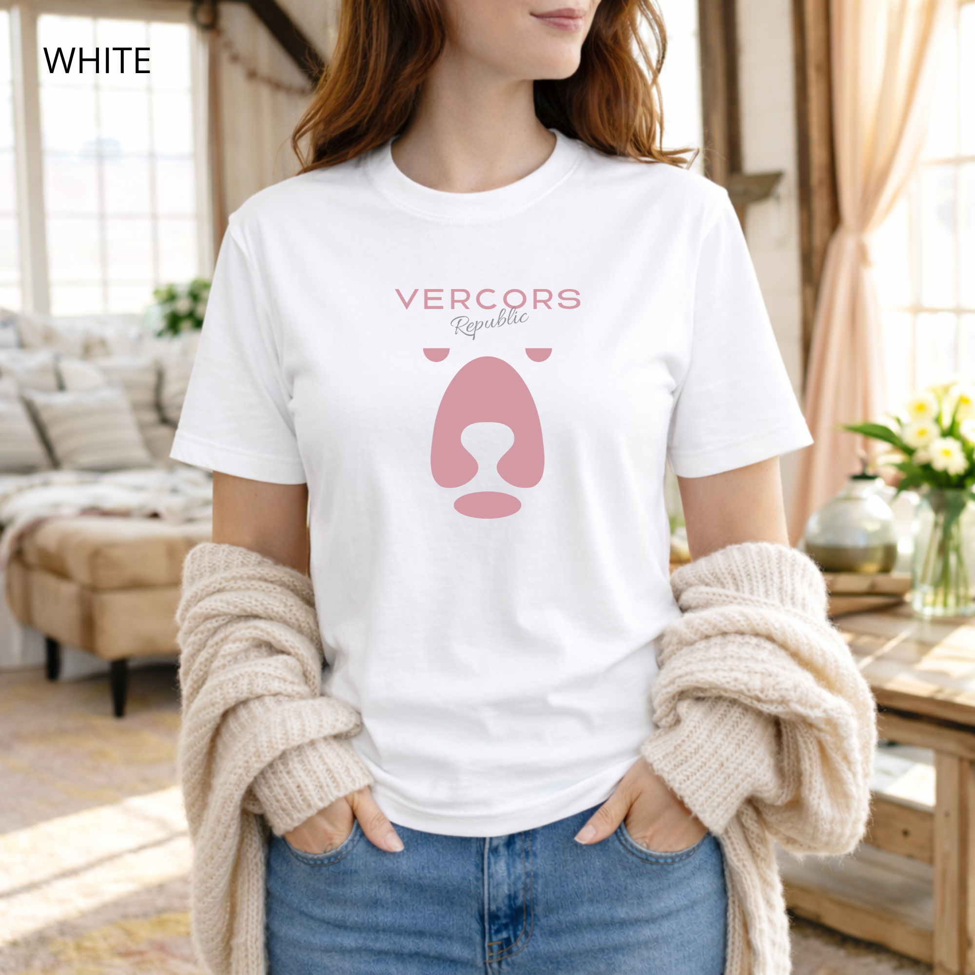 T-shirt unisexe en coton biologique - Ours Moyen Rose
