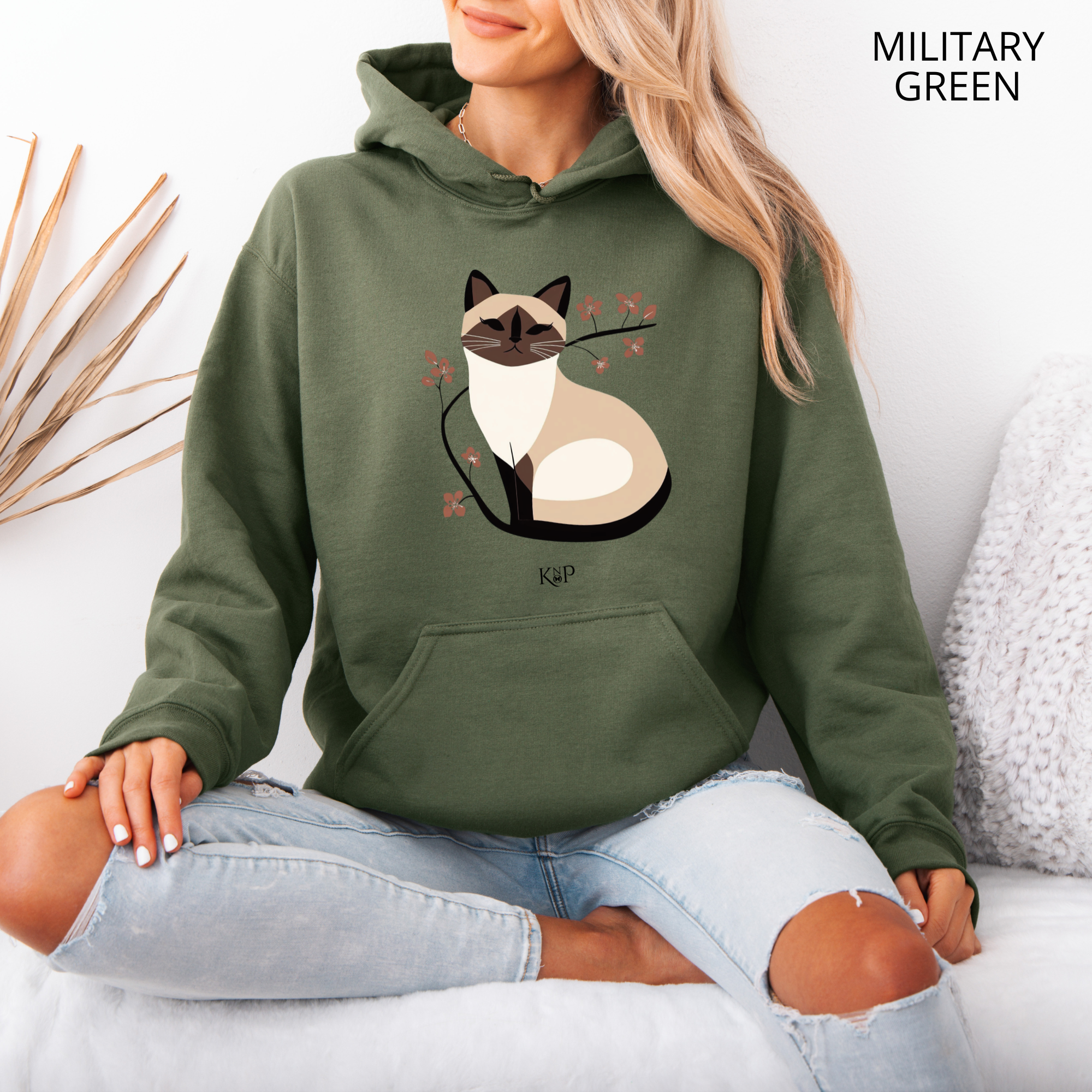 Sweat à capuche - KNOP - Chat Crème