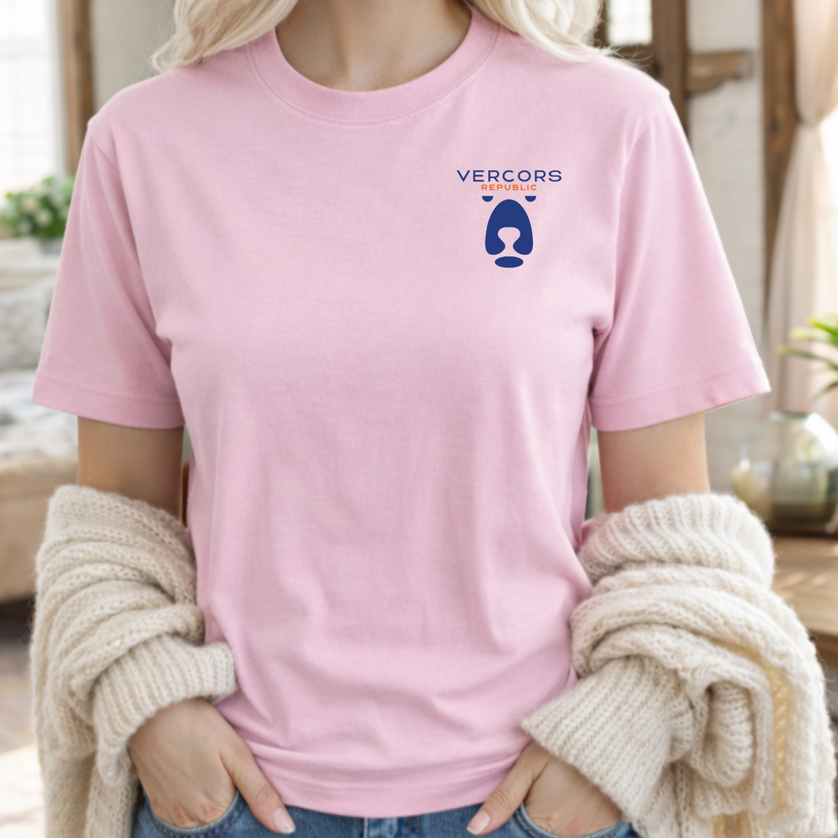 T-Shirt Unisexe en Coton Biologique - Logo Ours Bleu Marine