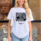 T-Shirt Classique Unisexe - KNOP - 2 Zèbres sur Fond Blanc