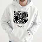 Sweat à Capuche - KNOP - 2 Zèbres sur Fond Blanc