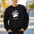 Unisex Sweatshirt with Large Bear Claws Round Neck - White