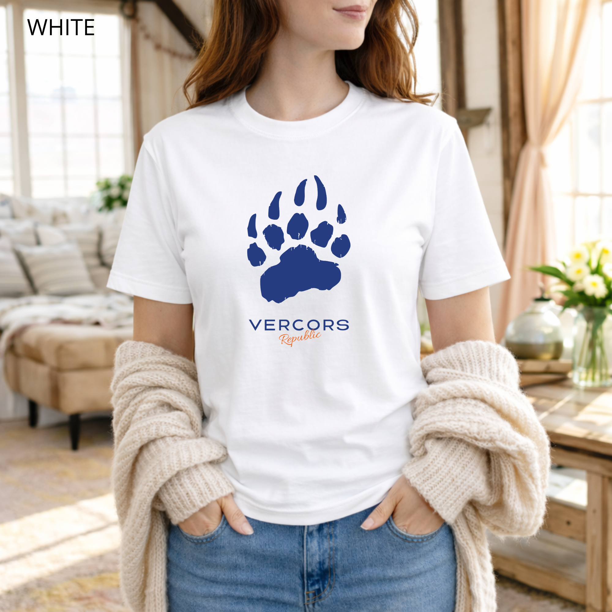 T-shirt unisexe en coton biologique - Griffes Moyennes Bleu Marine