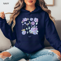 Sweat à capuche - KNOP - Fleurs Bleues et Violettes