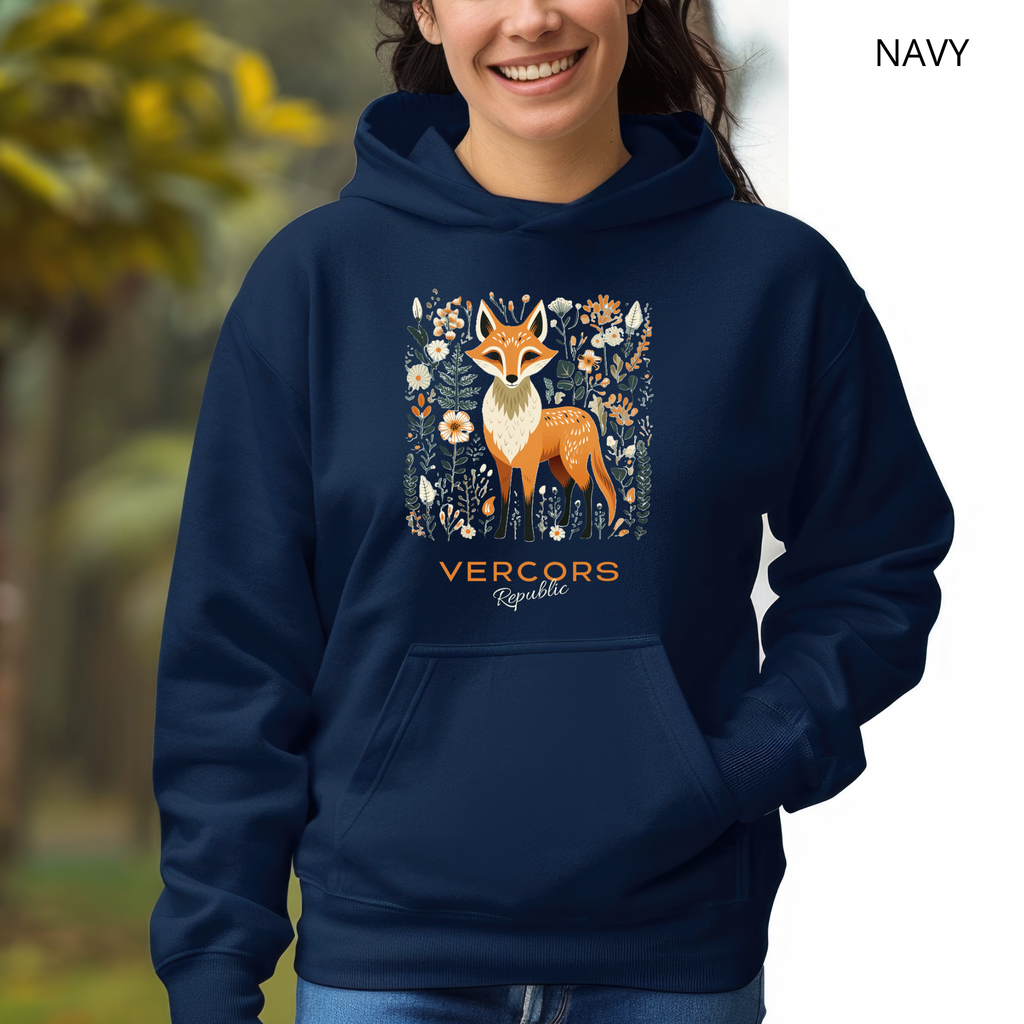 Sweat à Capuche - Renard Entouré de Fleurs