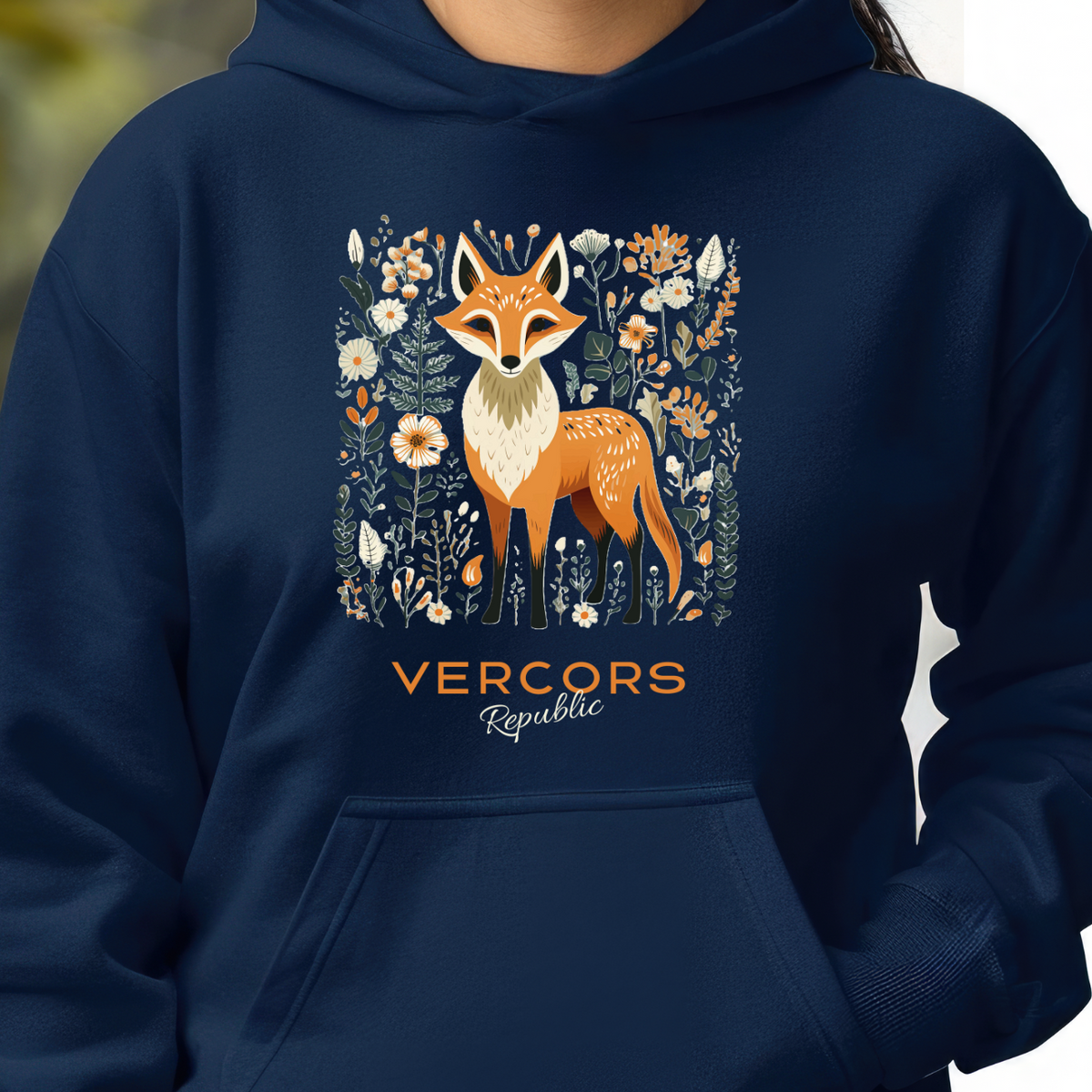 Sweat à Capuche - Renard Entouré de Fleurs