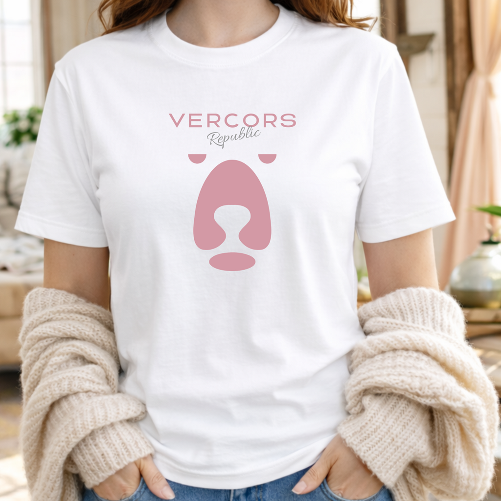 T-Shirt Unisexe en Coton Biologique - Ours Moyen Rose