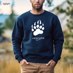 Unisex Sweatshirt with Large Bear Claws Round Neck - White