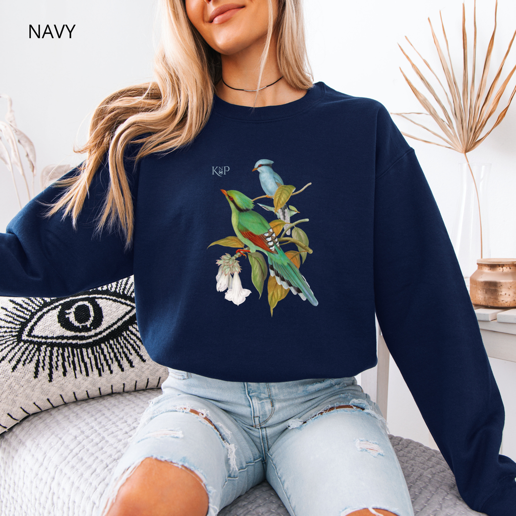 Sweat Unisexe à Col Rond - KNOP - 2 Oiseaux Verts Green Cissa