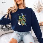Sweat Unisexe à Col Rond - KNOP - 2 Oiseaux Verts Green Cissa