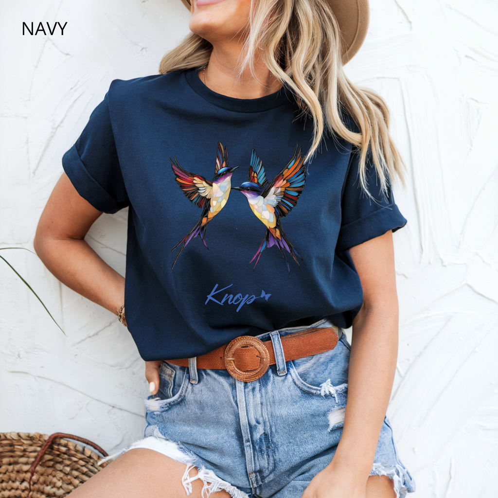 T-Shirt Classique Unisexe - KNOP - 2 Oiseaux Multicolores