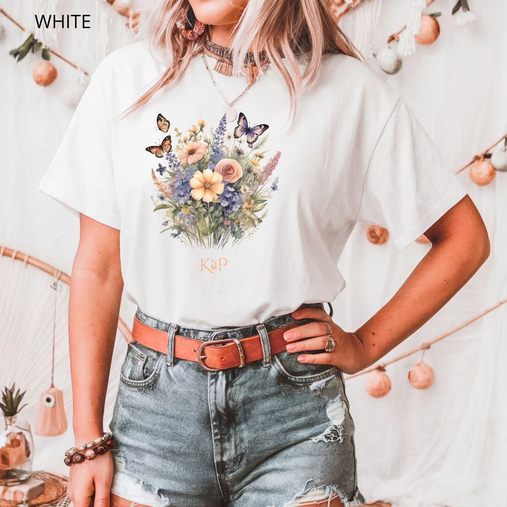 T-shirt classique unisexe - KNOP - Papillons dans des Fleurs