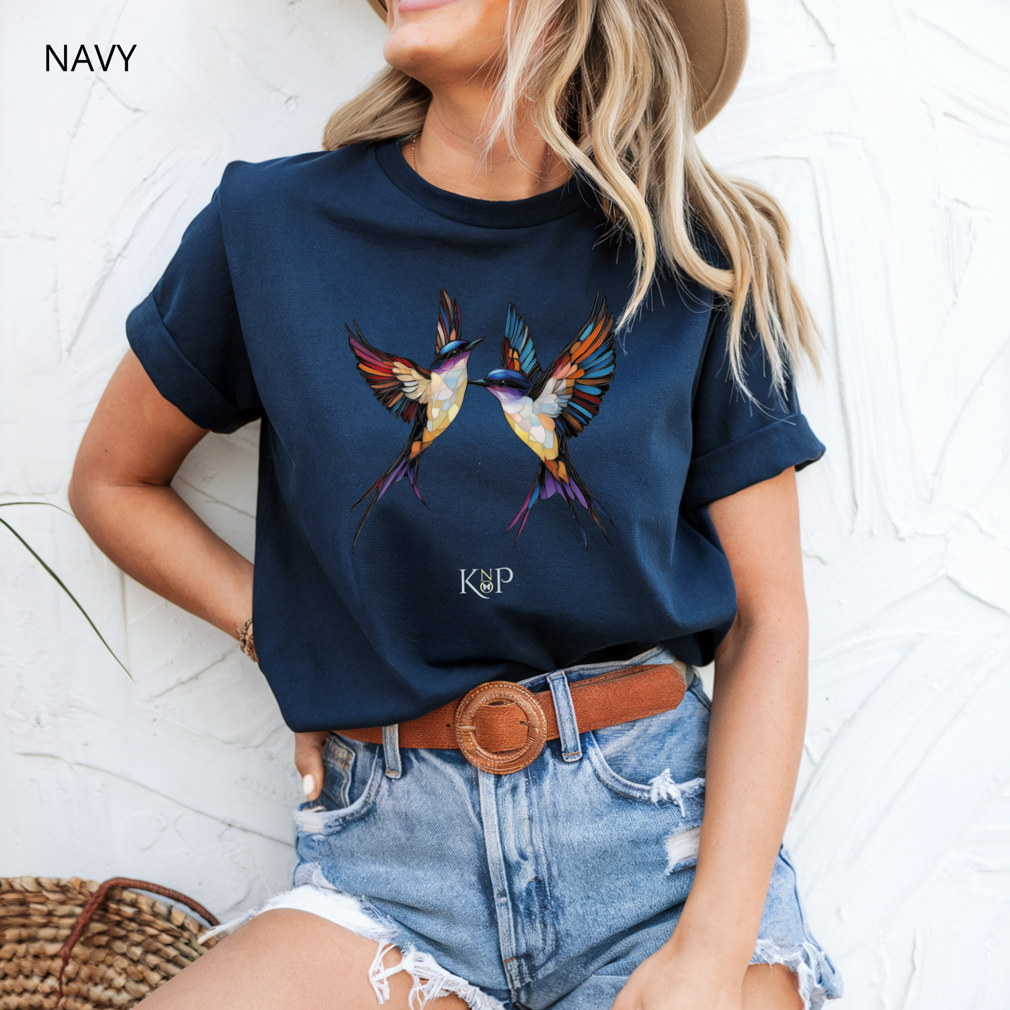 T-shirt classique unisexe - KNOP - 2 Oiseaux Multicolores