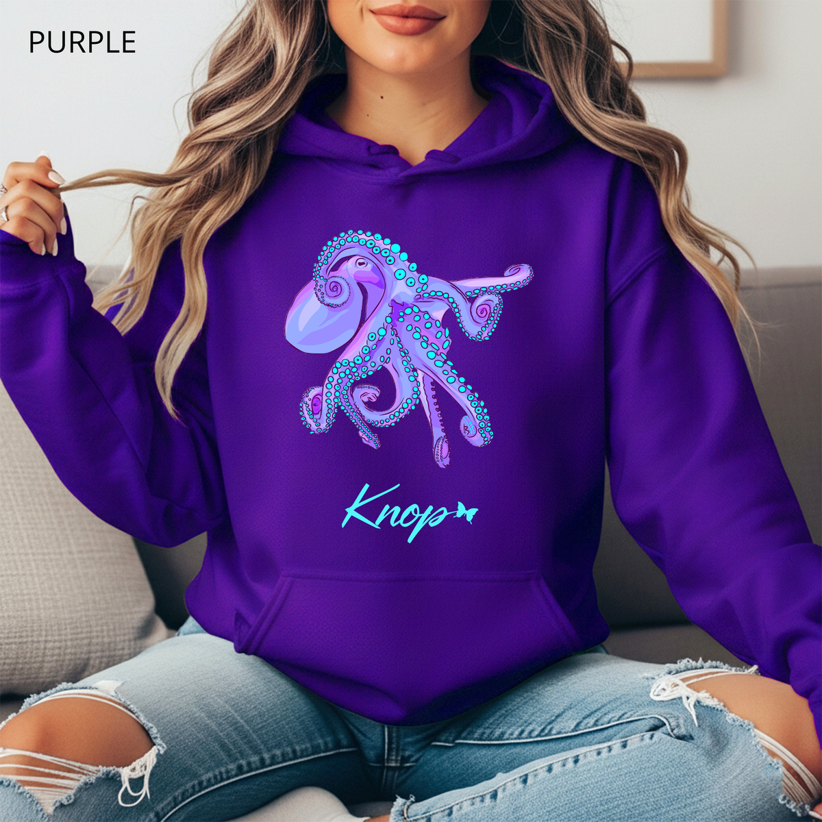Sweat à Capuche - KNOP - Pieuvre Violette