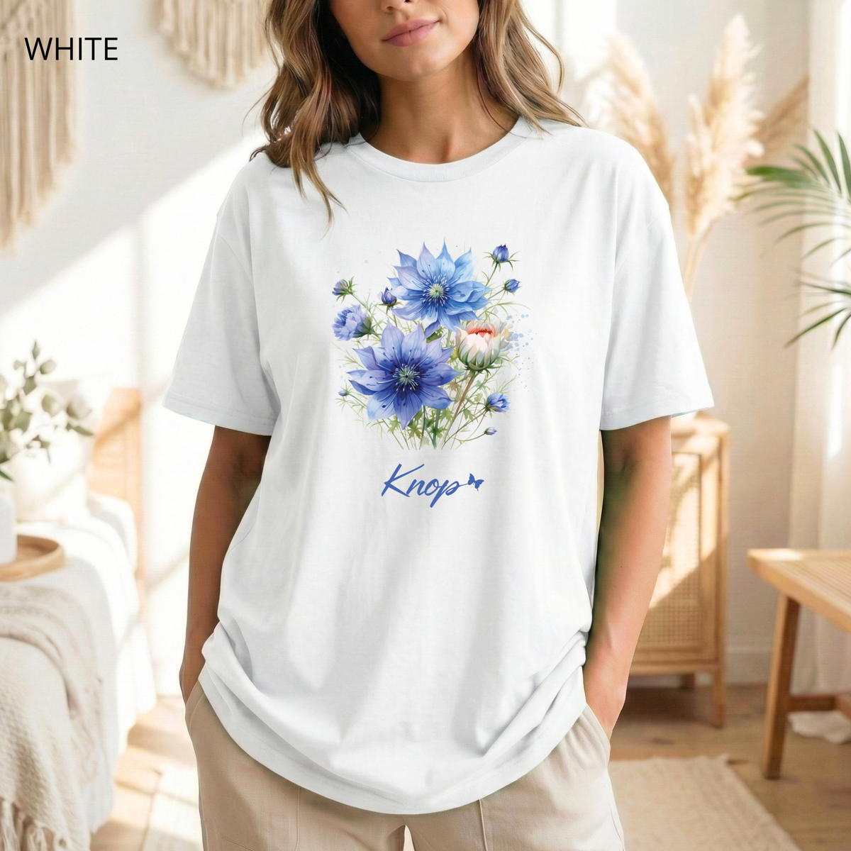 T-Shirt Classique Unisexe - KNOP - Bouquet de Grosses Fleurs Bleues