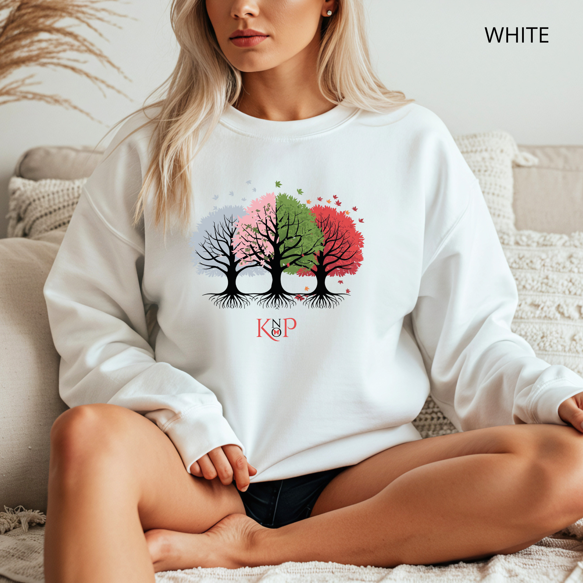 Sweat Unisexe à Col Rond - KNOP - Arbres Multicolores
