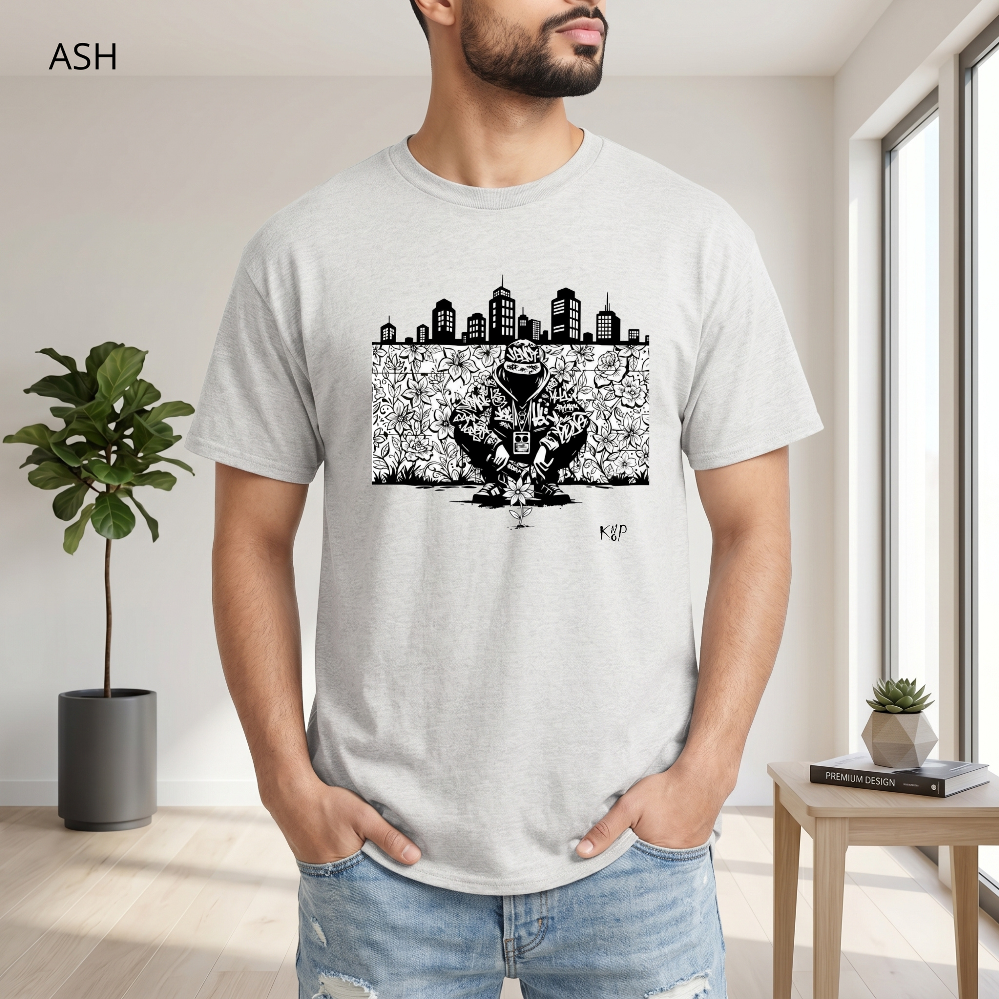 T-shirt classique unisexe - KNOP - Tagueur devant une Fleur