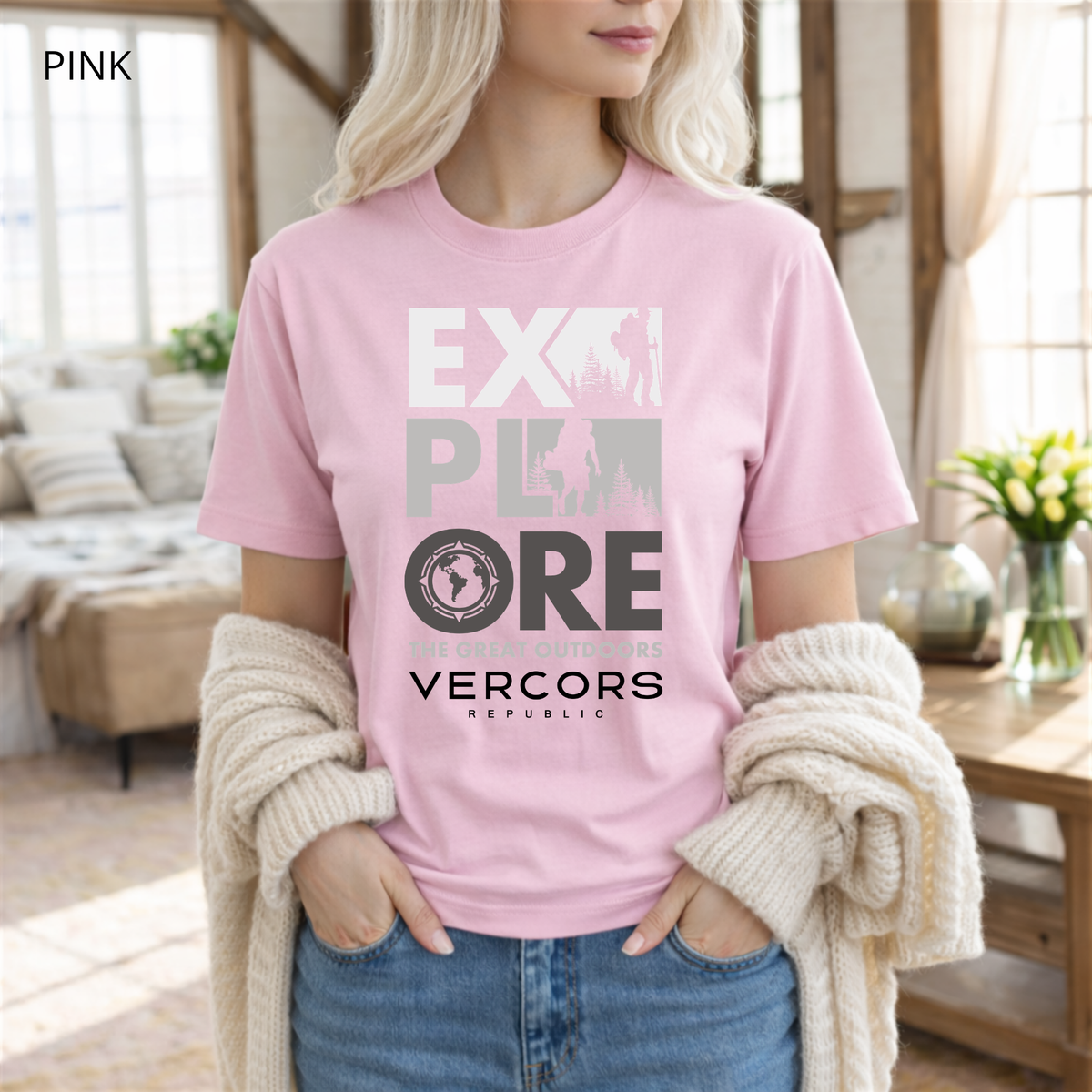 T-Shirt Unisexe en Coton Biologique - Explore Clair