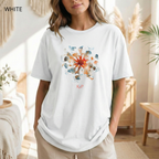 T-shirt classique unisexe - KNOP - Fleur Pastel Bleue et Rouge