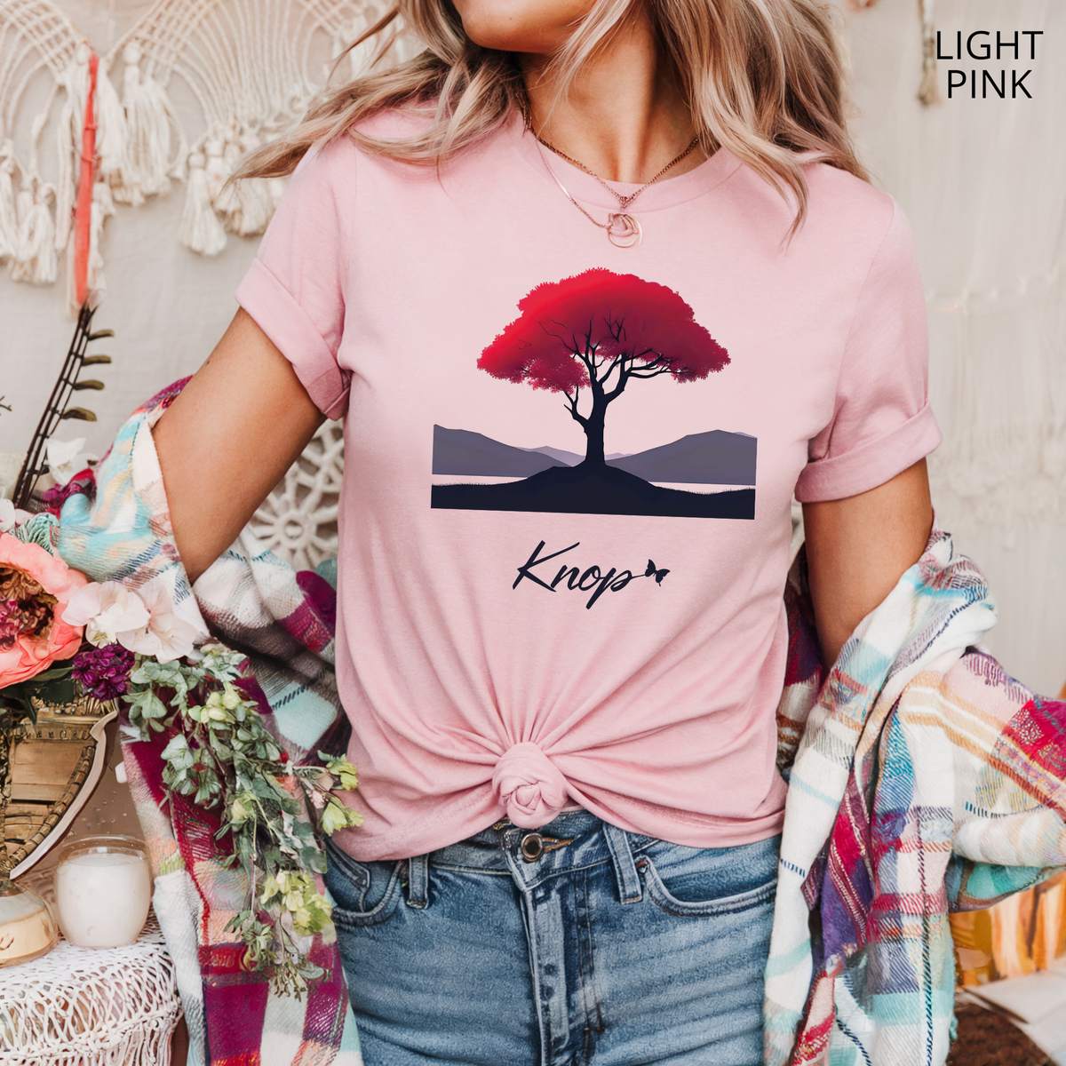 T-Shirt Classique Unisexe - KNOP - Arbre Rouge et Noir