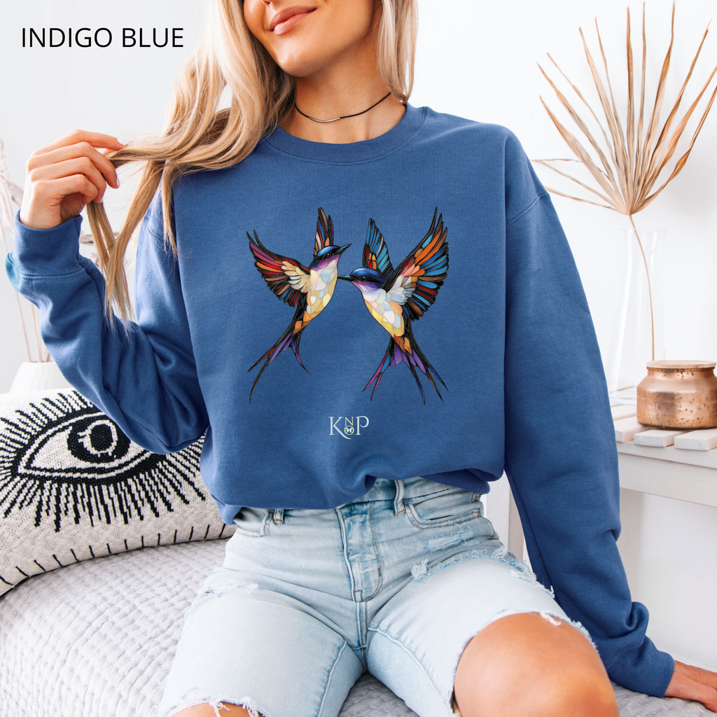 Sweat Unisexe à Col Rond - KNOP - 2 Oiseaux Multicolores