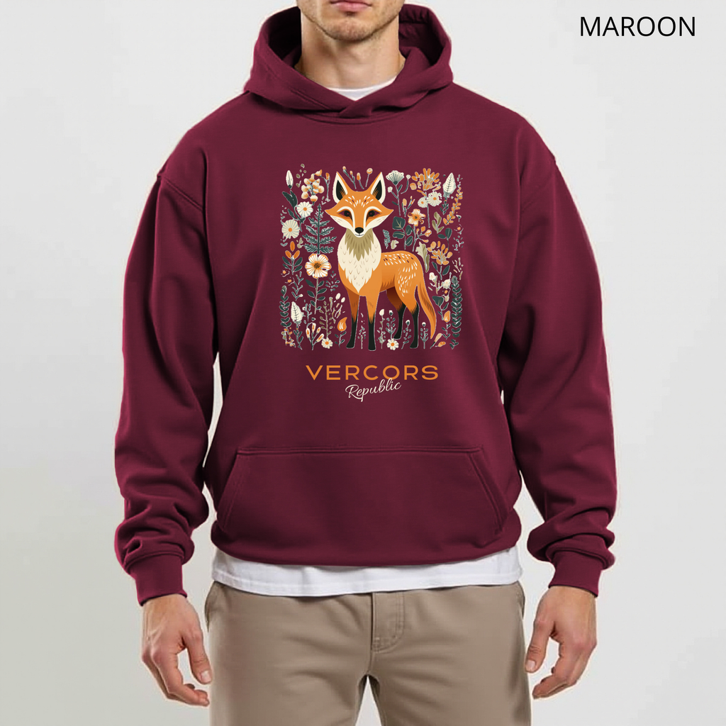 Sweat à Capuche - Renard Entouré de Fleurs