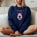 Unisex Oversized Crew Neck Bear Sweatshirt - Pink